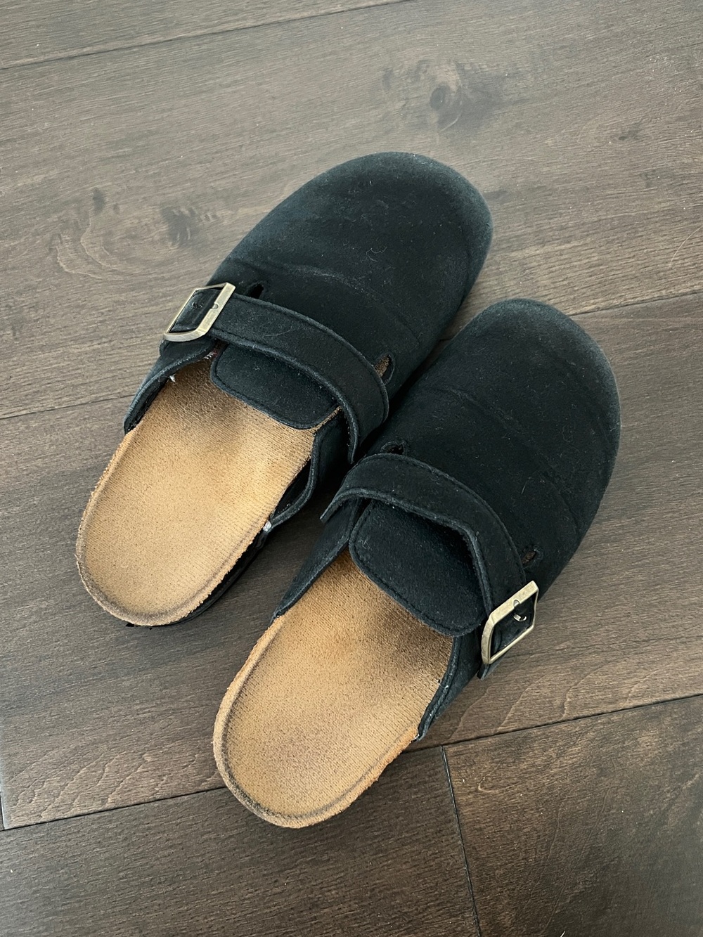 Black Slip-On Clogs with Buckle